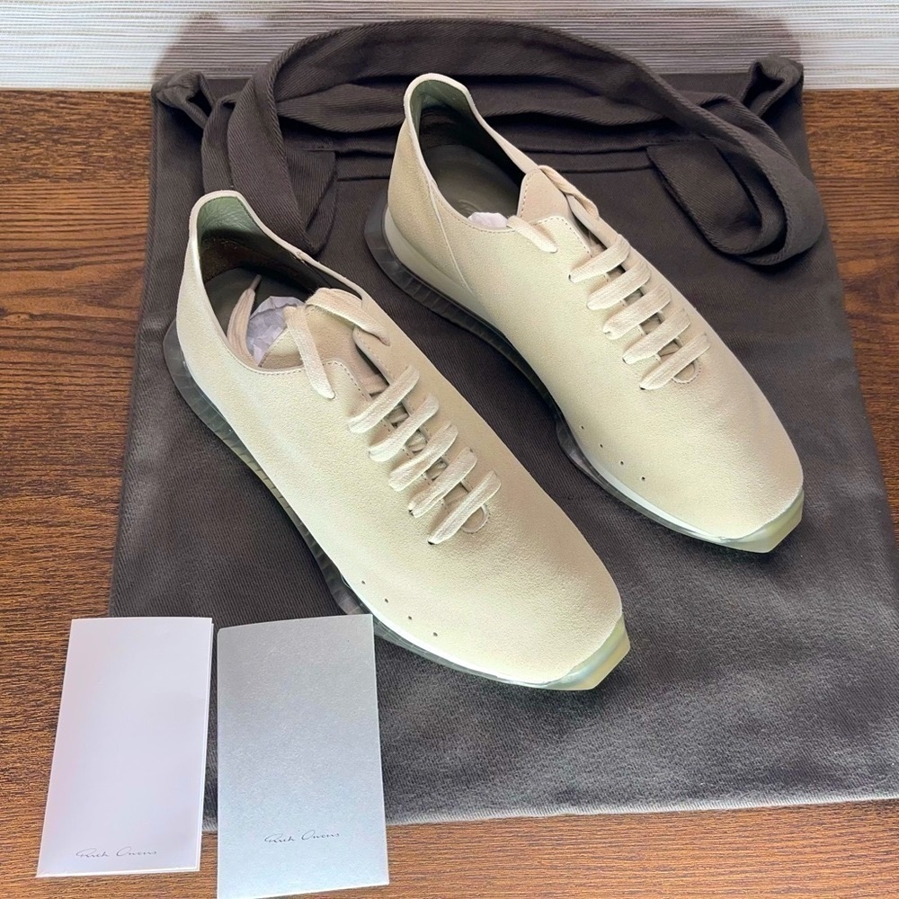 RICK Owens New Minimal Runner Sneaker In 110 Milk/Clear Size 7 EU37 - Picture 3 of 14